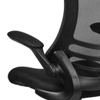 Chaise de bureau ergonomique Emma and Oliver en filet noir à dossier moyen - Anneau réglable et accoudoirs relevables
