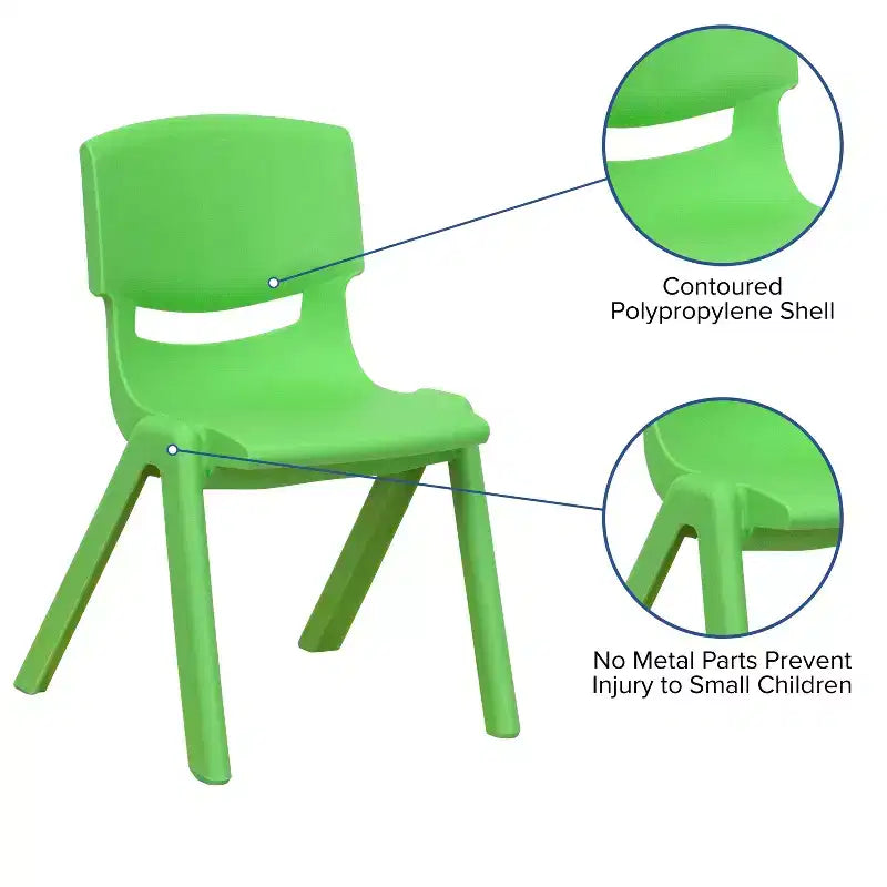 Chaise d'école empilable en plastique Emma et Oliver, lot de 4, hauteur d'assise 30,5 cm - Chaise pour enfants