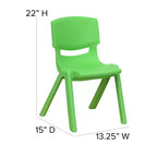 Chaise d'école empilable en plastique Emma et Oliver, lot de 4, hauteur d'assise 30,5 cm - Chaise pour enfants
