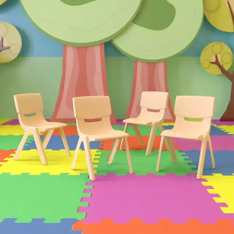 Chaise d'école empilable en plastique Emma et Oliver, lot de 4, hauteur d'assise 30,5 cm - Chaise pour enfants