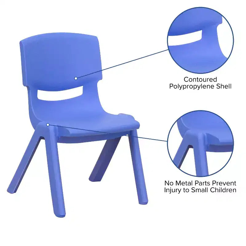 Chaise d'école empilable en plastique Emma et Oliver, lot de 4, hauteur d'assise 30,5 cm - Chaise pour enfants
