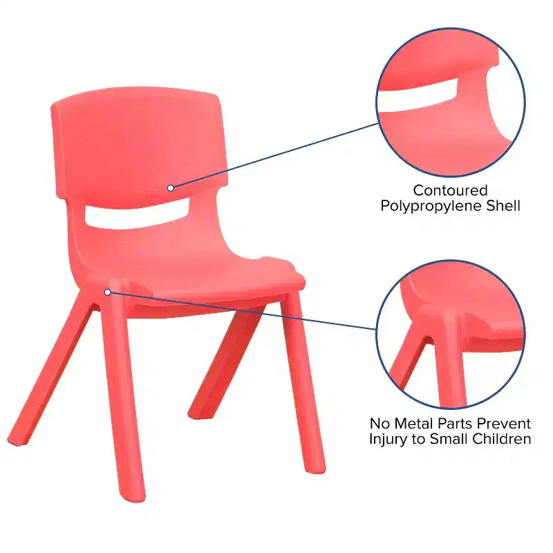 Chaise d'école empilable en plastique Emma et Oliver, lot de 4, hauteur d'assise 30,5 cm - Chaise pour enfants
