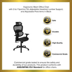 Chaise de bureau ergonomique en maille Emma et Oliver – Bascule synchrone, appui-tête, accoudoirs pivotants réglables