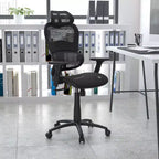 Chaise de bureau ergonomique en maille Emma et Oliver – Bascule synchrone, appui-tête, accoudoirs pivotants réglables