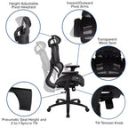 Chaise de bureau ergonomique en maille Emma et Oliver – Bascule synchrone, appui-tête, accoudoirs pivotants réglables