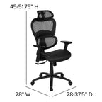 Chaise de bureau ergonomique en maille Emma et Oliver – Bascule synchrone, appui-tête, accoudoirs pivotants réglables