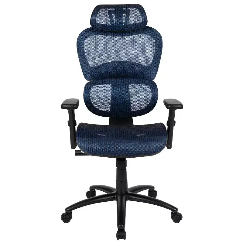 Chaise de bureau ergonomique en maille Emma et Oliver – Bascule synchrone, appui-tête, accoudoirs pivotants réglables