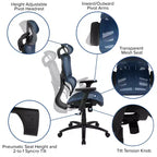 Chaise de bureau ergonomique en maille Emma et Oliver – Bascule synchrone, appui-tête, accoudoirs pivotants réglables
