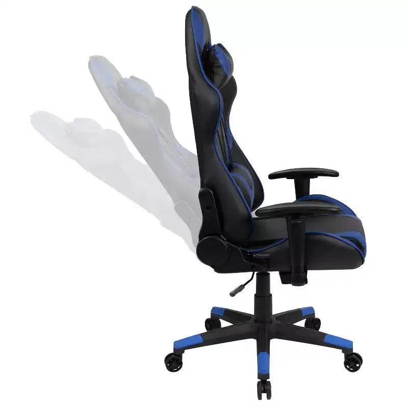 Chaise de jeu ergonomique Emma et Oliver Racing avec dossier entièrement inclinable en cuir synthétique rouge