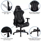 Chaise de jeu ergonomique Emma et Oliver Racing avec dossier entièrement inclinable en cuir synthétique rouge