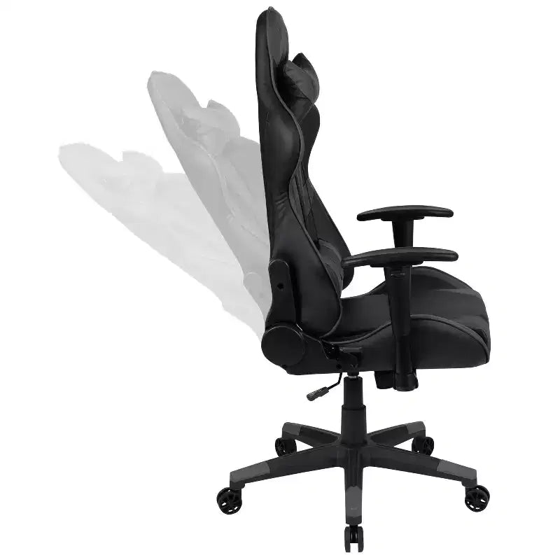 Chaise de jeu ergonomique Emma et Oliver Racing avec dossier entièrement inclinable en cuir synthétique rouge
