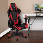 Chaise de jeu ergonomique Emma et Oliver Racing avec dossier entièrement inclinable en cuir synthétique rouge