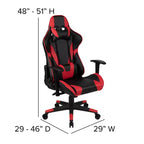 Chaise de jeu ergonomique Emma et Oliver Racing avec dossier entièrement inclinable en cuir synthétique rouge