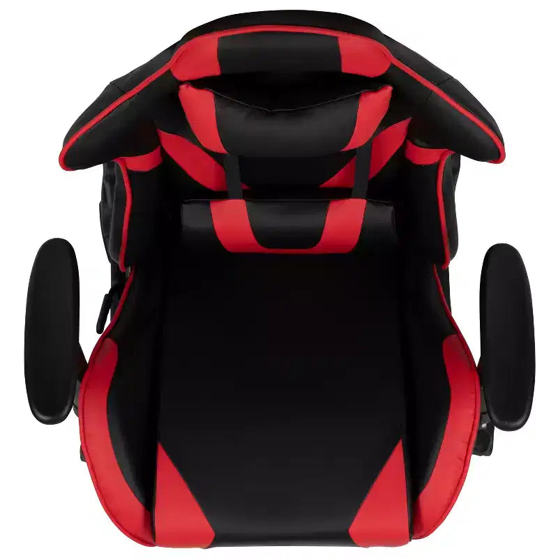 Chaise de jeu ergonomique Emma et Oliver Racing avec dossier entièrement inclinable en cuir synthétique rouge
