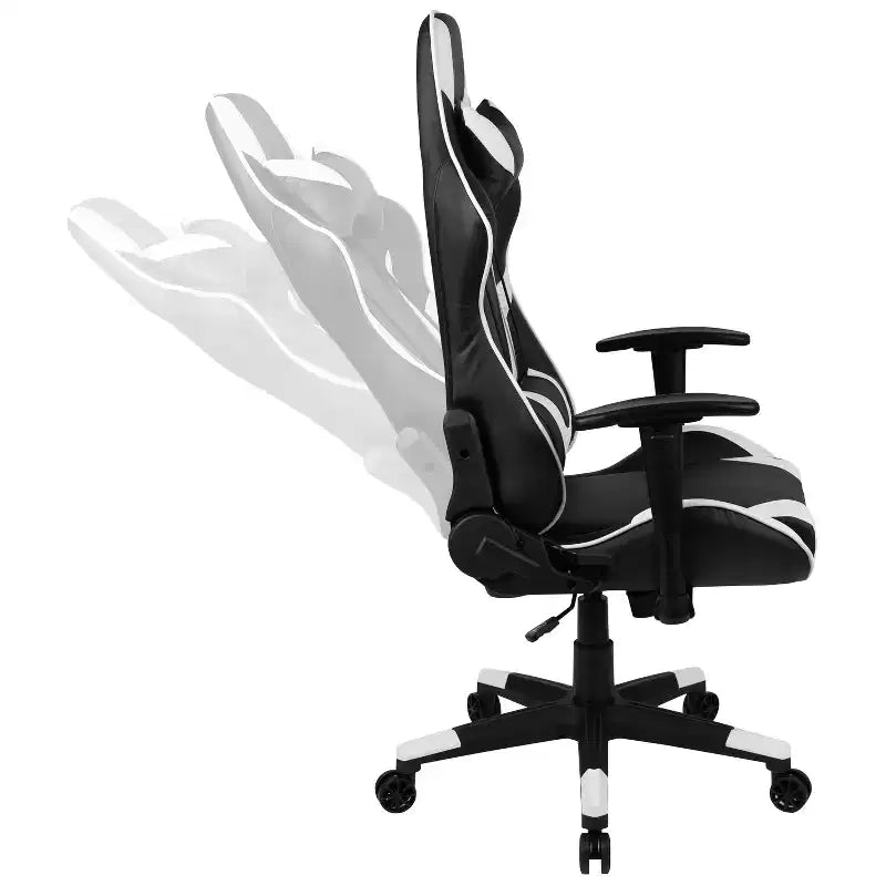 Chaise de jeu ergonomique Emma et Oliver Racing avec dossier entièrement inclinable en cuir synthétique rouge