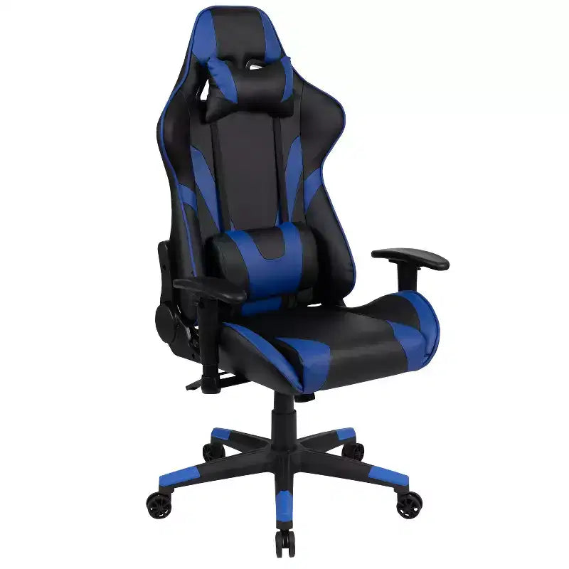 Chaise de jeu ergonomique Emma et Oliver Racing avec dossier entièrement inclinable en cuir synthétique rouge