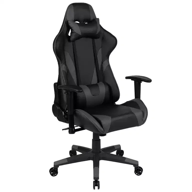 Chaise de jeu ergonomique Emma et Oliver Racing avec dossier entièrement inclinable en cuir synthétique rouge