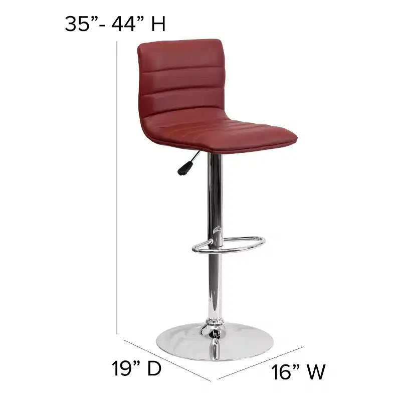 Tabouret moderne Emma et Oliver Coti, capitonné, à hauteur réglable, dossier mi-hauteur et base sur pied avec repose-pieds