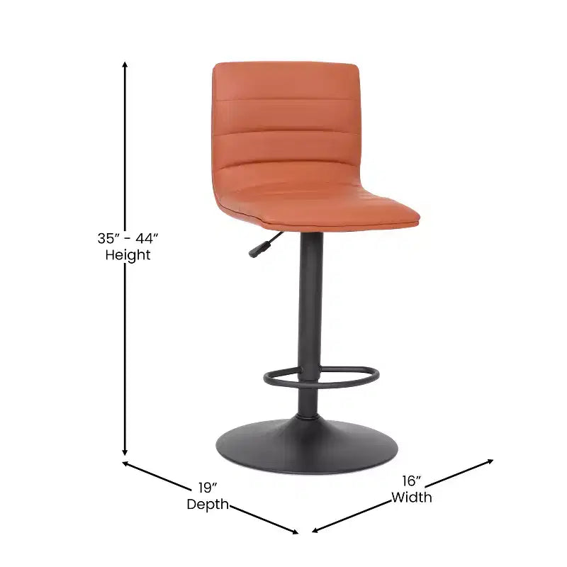 Tabouret moderne Emma et Oliver Coti, capitonné, à hauteur réglable, dossier mi-hauteur et base sur pied avec repose-pieds