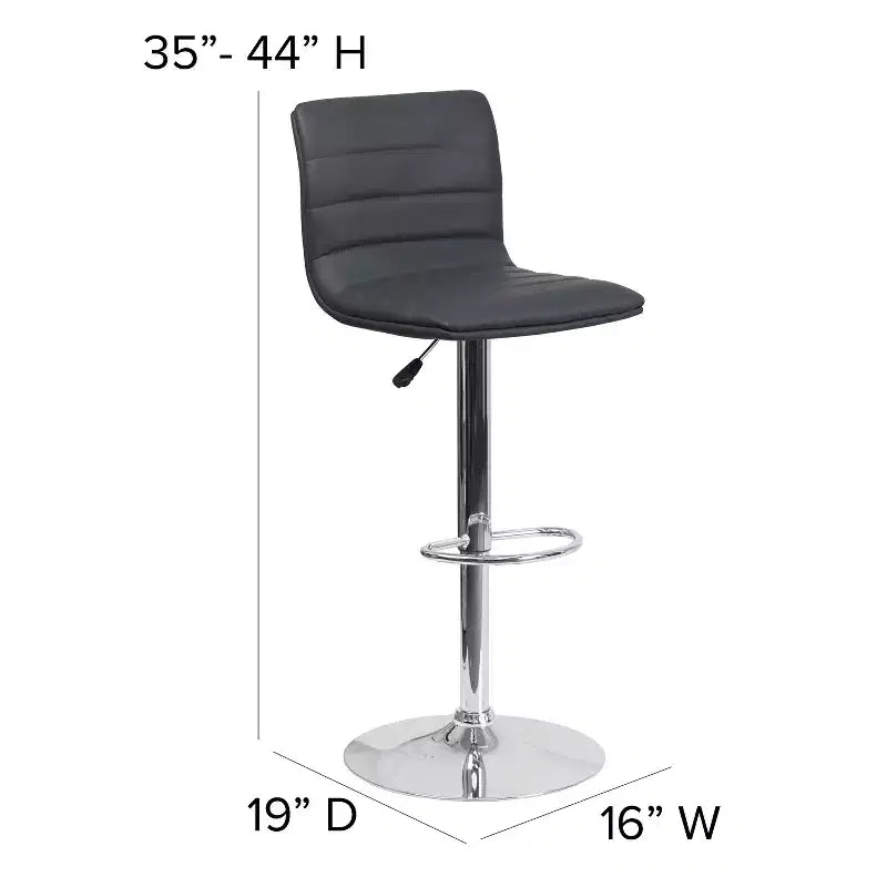 Tabouret moderne Emma et Oliver Coti, capitonné, à hauteur réglable, dossier mi-hauteur et base sur pied avec repose-pieds