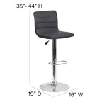 Tabouret moderne Emma et Oliver Coti, capitonné, à hauteur réglable, dossier mi-hauteur et base sur pied avec repose-pieds
