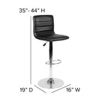 Tabouret moderne Emma et Oliver Coti, capitonné, à hauteur réglable, dossier mi-hauteur et base sur pied avec repose-pieds