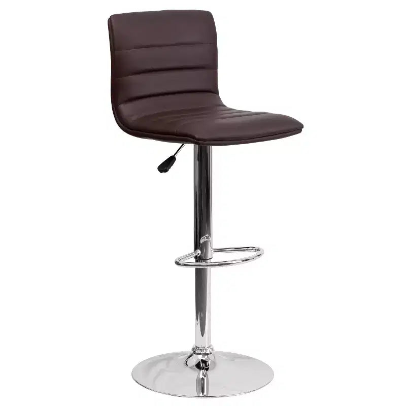 Tabouret moderne Emma et Oliver Coti, capitonné, à hauteur réglable, dossier mi-hauteur et base sur pied avec repose-pieds