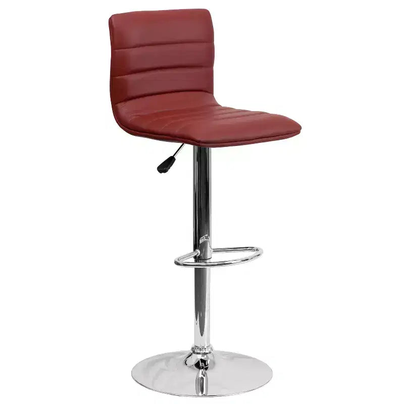 Tabouret moderne Emma et Oliver Coti, capitonné, à hauteur réglable, dossier mi-hauteur et base sur pied avec repose-pieds
