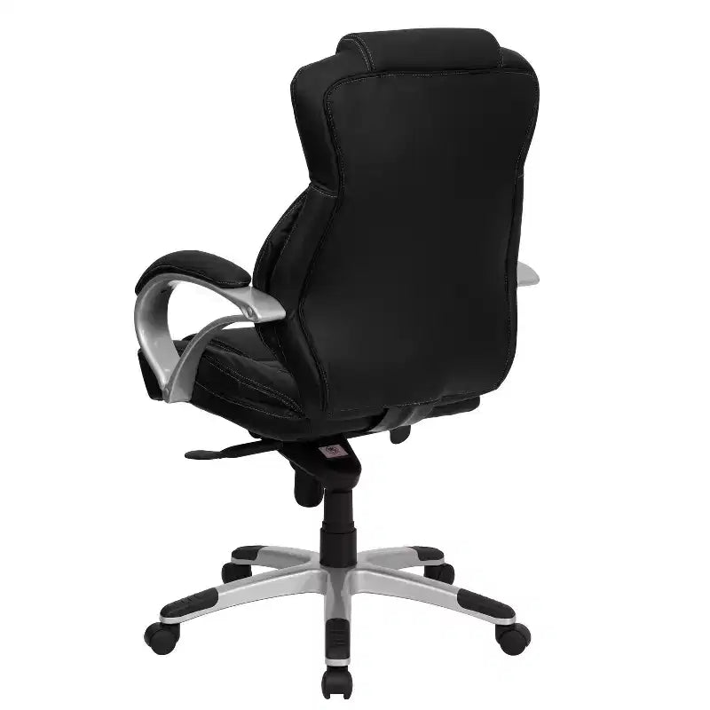 Fauteuil de bureau ergonomique contemporain Emma and Oliver High Back en similicuir noir, pivotant, avec dossier haut