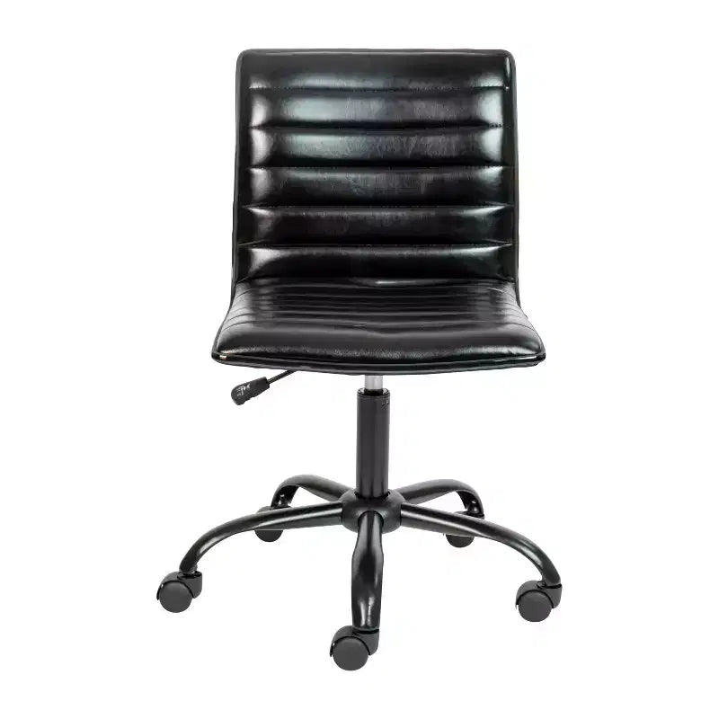 Chaise de bureau pivotante sans accoudoirs Emma et Oliver à dossier bas et dossier côtelé