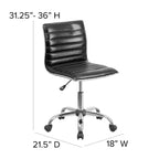 Chaise de bureau pivotante sans accoudoirs Emma et Oliver à dossier bas et dossier côtelé