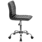 Chaise de bureau pivotante sans accoudoirs Emma et Oliver à dossier bas et dossier côtelé