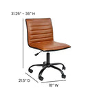 Chaise de bureau pivotante sans accoudoirs Emma et Oliver à dossier bas et dossier côtelé