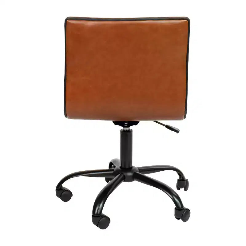 Chaise de bureau pivotante sans accoudoirs Emma et Oliver à dossier bas et dossier côtelé