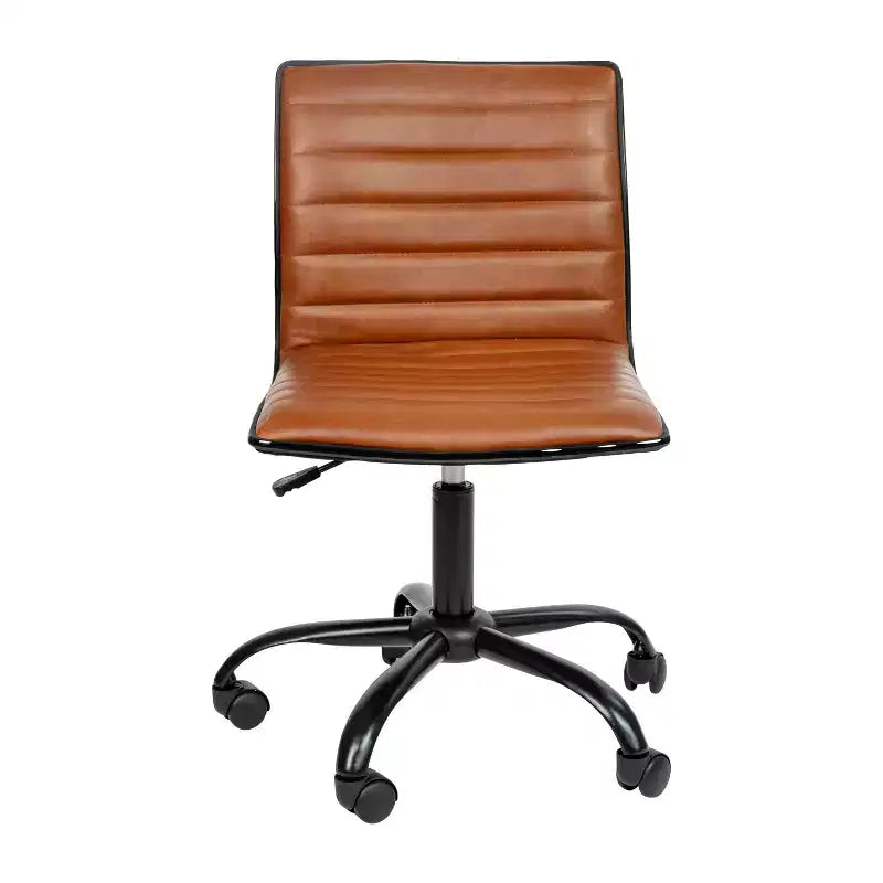 Chaise de bureau pivotante sans accoudoirs Emma et Oliver à dossier bas et dossier côtelé