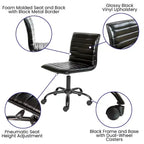 Chaise de bureau pivotante sans accoudoirs Emma et Oliver à dossier bas et dossier côtelé