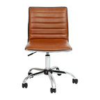 Chaise de bureau pivotante sans accoudoirs Emma et Oliver à dossier bas et dossier côtelé