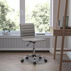 Chaise de bureau pivotante sans accoudoirs Emma et Oliver à dossier bas et dossier côtelé