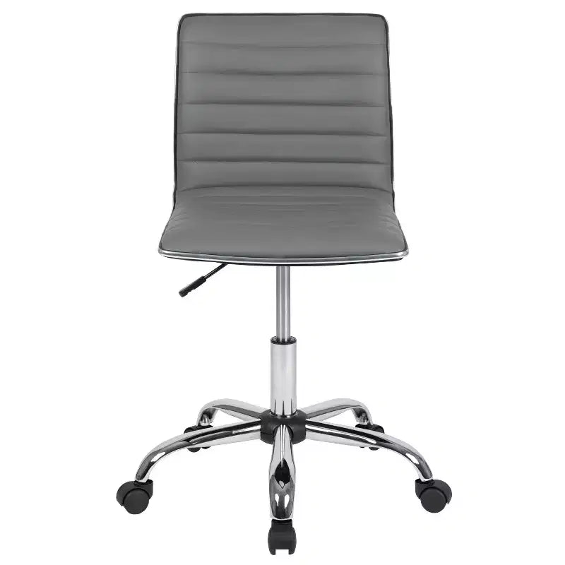 Chaise de bureau pivotante sans accoudoirs Emma et Oliver à dossier bas et dossier côtelé