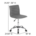 Chaise de bureau pivotante sans accoudoirs Emma et Oliver à dossier bas et dossier côtelé