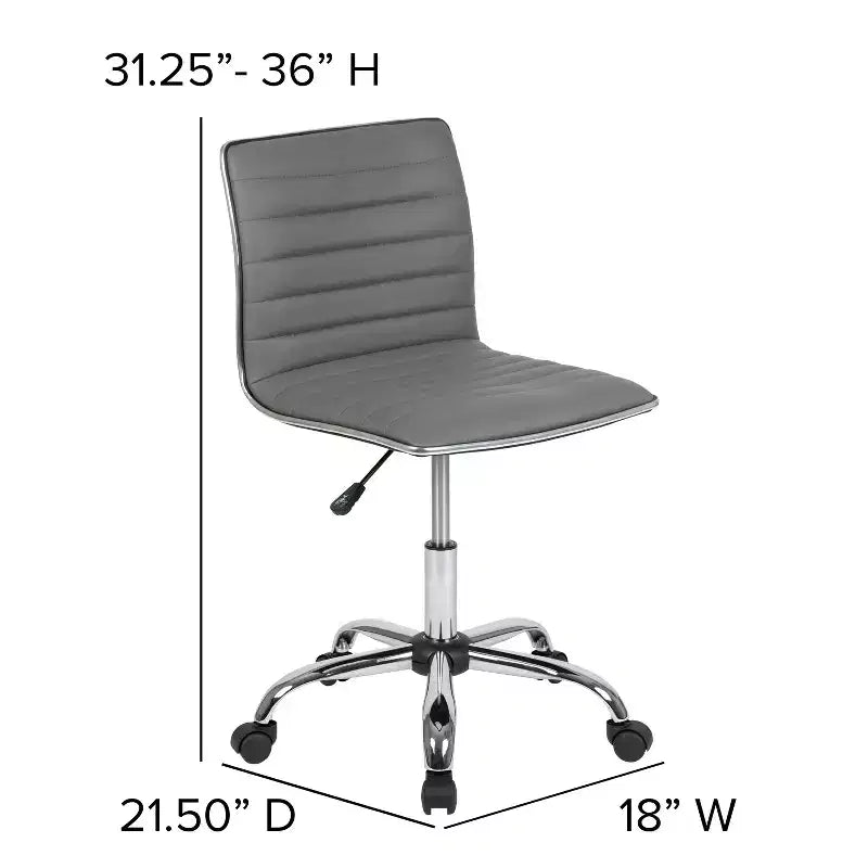 Chaise de bureau pivotante sans accoudoirs Emma et Oliver à dossier bas et dossier côtelé