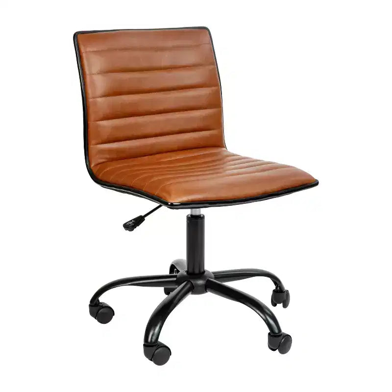 Chaise de bureau pivotante sans accoudoirs Emma et Oliver à dossier bas et dossier côtelé