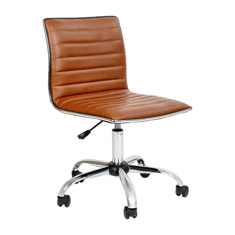 Chaise de bureau pivotante sans accoudoirs Emma et Oliver à dossier bas et dossier côtelé