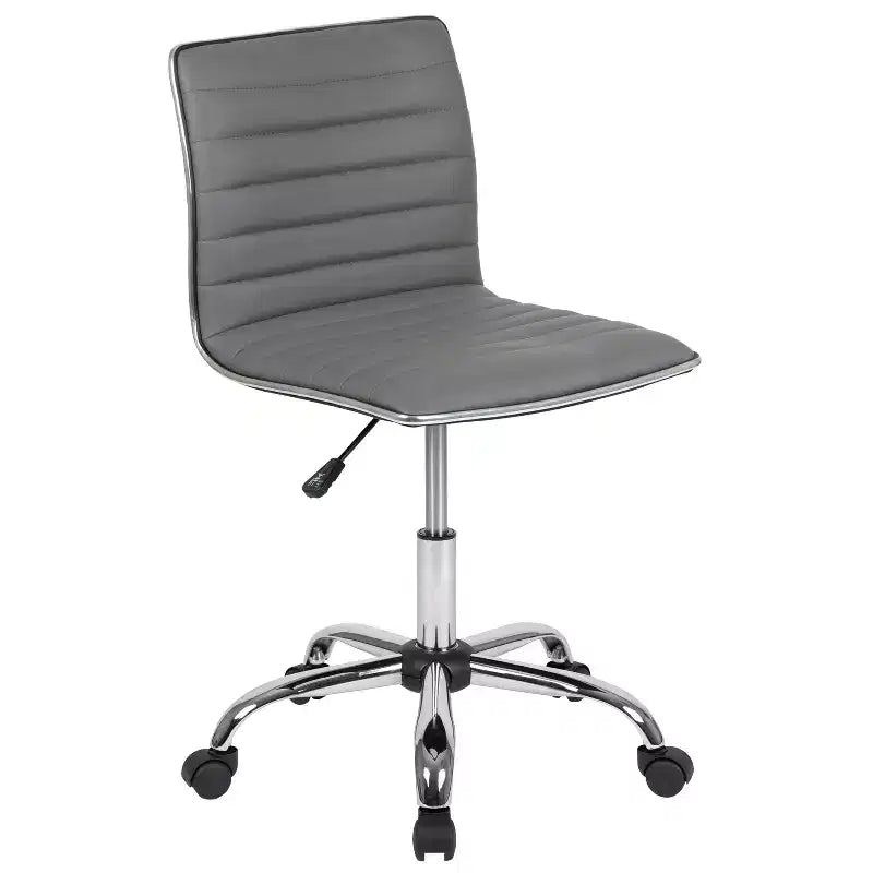 Chaise de bureau pivotante sans accoudoirs Emma et Oliver à dossier bas et dossier côtelé
