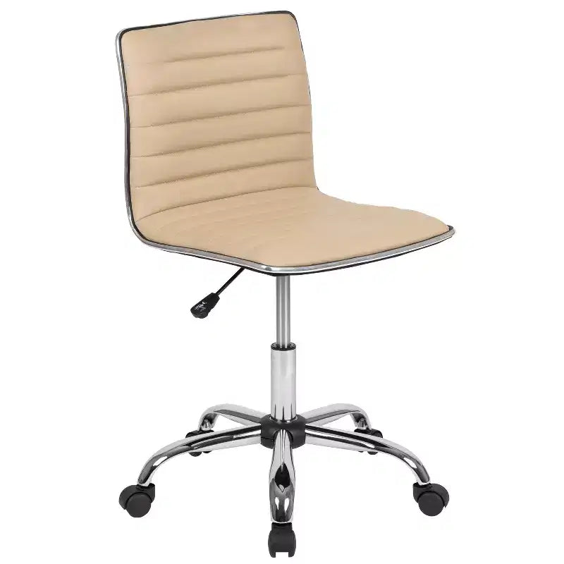 Chaise de bureau pivotante sans accoudoirs Emma et Oliver à dossier bas et dossier côtelé