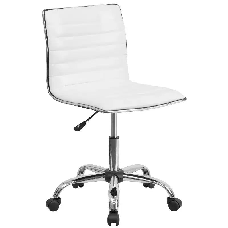Chaise de bureau pivotante sans accoudoirs Emma et Oliver à dossier bas et dossier côtelé