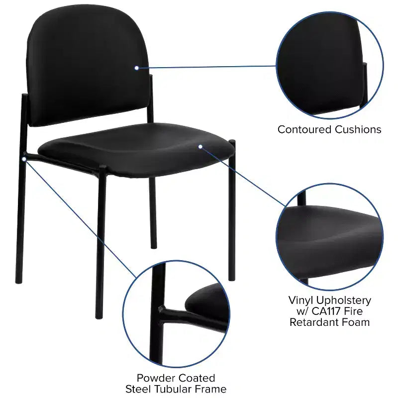 Chaise de réception latérale empilable en acier Emma et Oliver Comfort