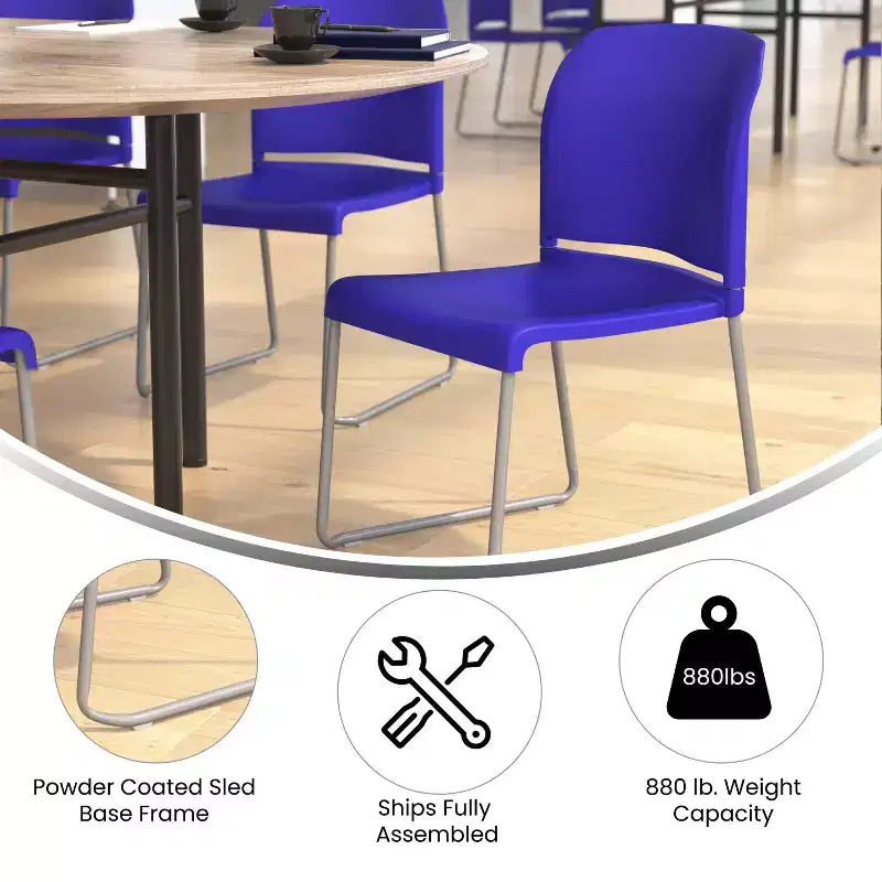 Chaise d'appoint Emma et Oliver Home and Office, dossier plein, base luge profilée et empilable