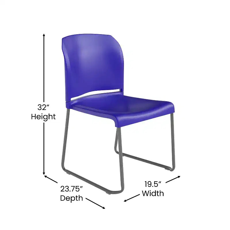 Chaise d'appoint Emma et Oliver Home and Office, dossier plein, base luge profilée et empilable