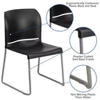 Chaise d'appoint Emma et Oliver Home and Office, dossier plein, base luge profilée et empilable